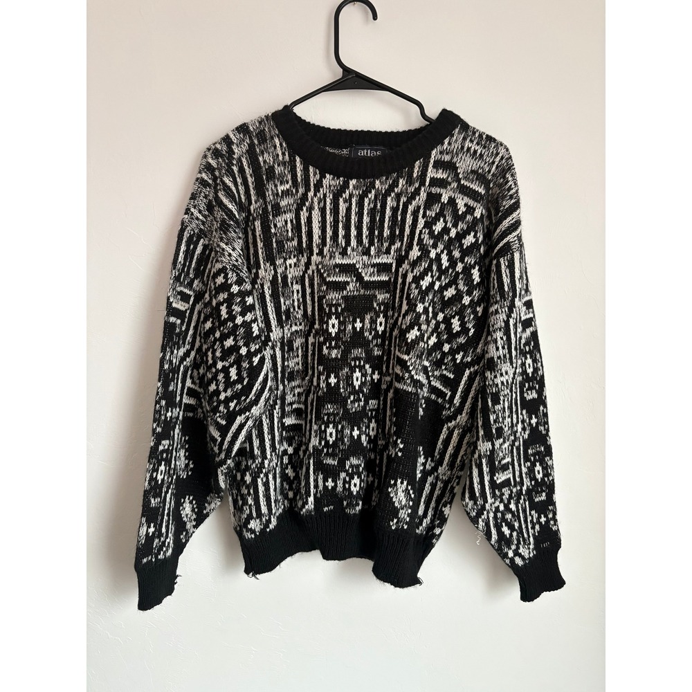 Vintage‎ 90s Atlas Chunky Knit Sweater Eclectic Grandpa Winter Cozy Grunge Edgy